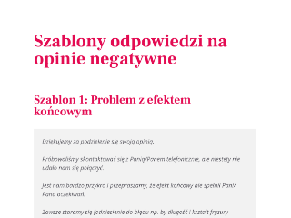 Szablony odpowiedzi na opinie