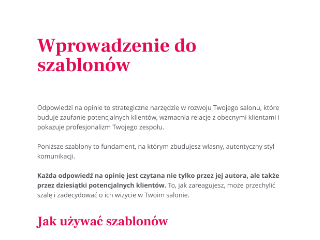 Szablony odpowiedzi na opinie