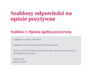 Szablony odpowiedzi na opinie